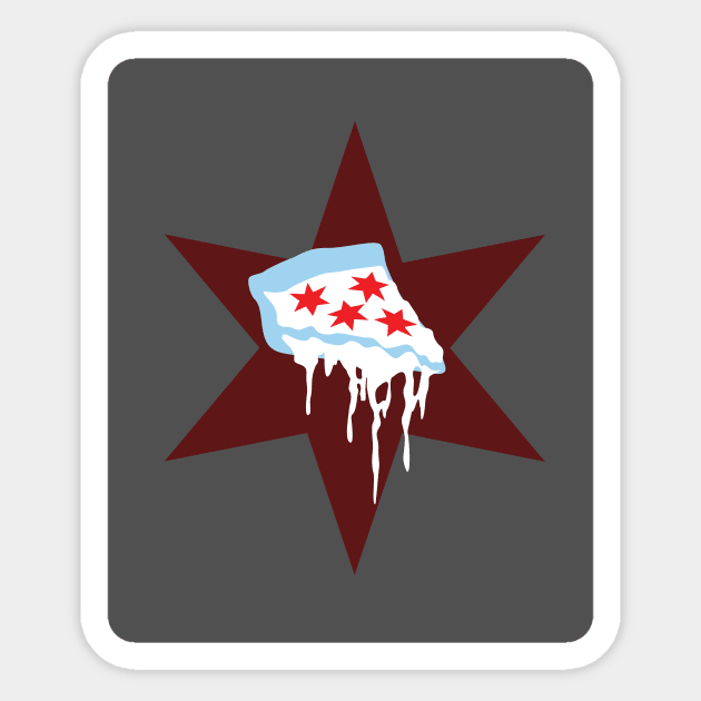 Chicago Flag as Pizza Sticker by KatieWalshArt